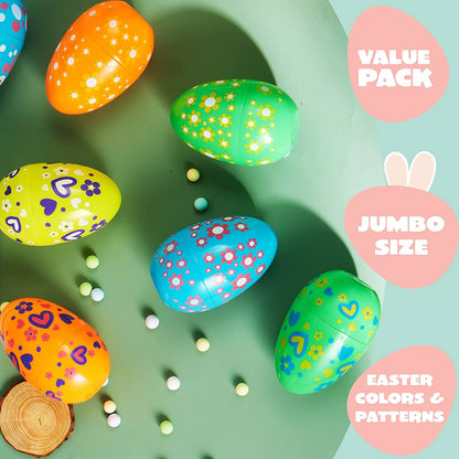 12 Bright Color Plastic Easter Egg Shells (7 Inches)