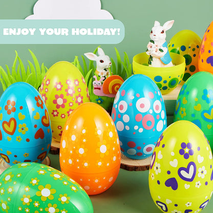 12 Bright Color Plastic Easter Egg Shells (7 Inches)