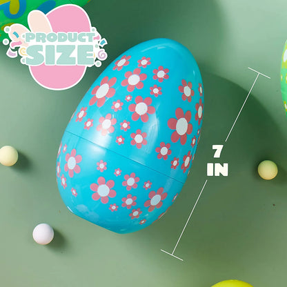 12 Bright Color Plastic Easter Egg Shells (7 Inches)
