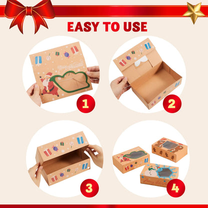 12-Piece Christmas Cookie Gift Box with Window, 8.75 x 5.75 x 2.75 Inches