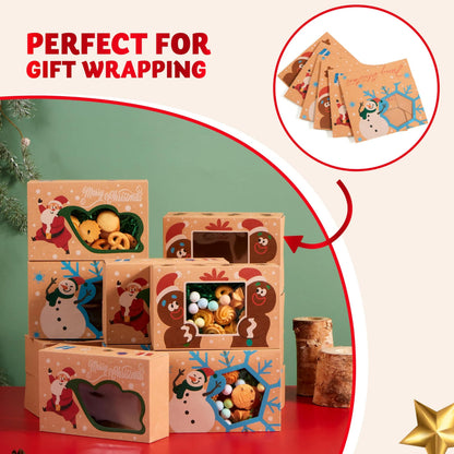 12-Piece Christmas Cookie Gift Box with Window, 8.75 x 5.75 x 2.75 Inches