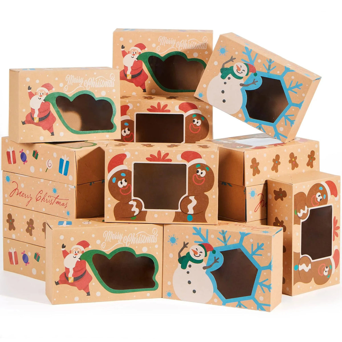 12-Piece Christmas Cookie Gift Box with Window, 8.75 x 5.75 x 2.75 Inches