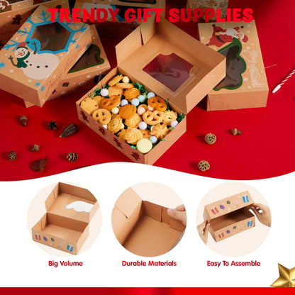 12-Piece Christmas Cookie Gift Box with Window, 8.75 x 5.75 x 2.75 Inches