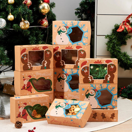 12-Piece Christmas Cookie Gift Box with Window, 8.75 x 5.75 x 2.75 Inches