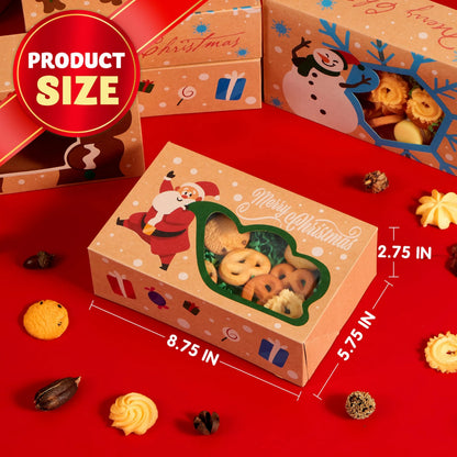 12-Piece Christmas Cookie Gift Box with Window, 8.75 x 5.75 x 2.75 Inches