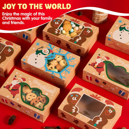 12-Piece Christmas Cookie Gift Box with Window, 8.75 x 5.75 x 2.75 Inches