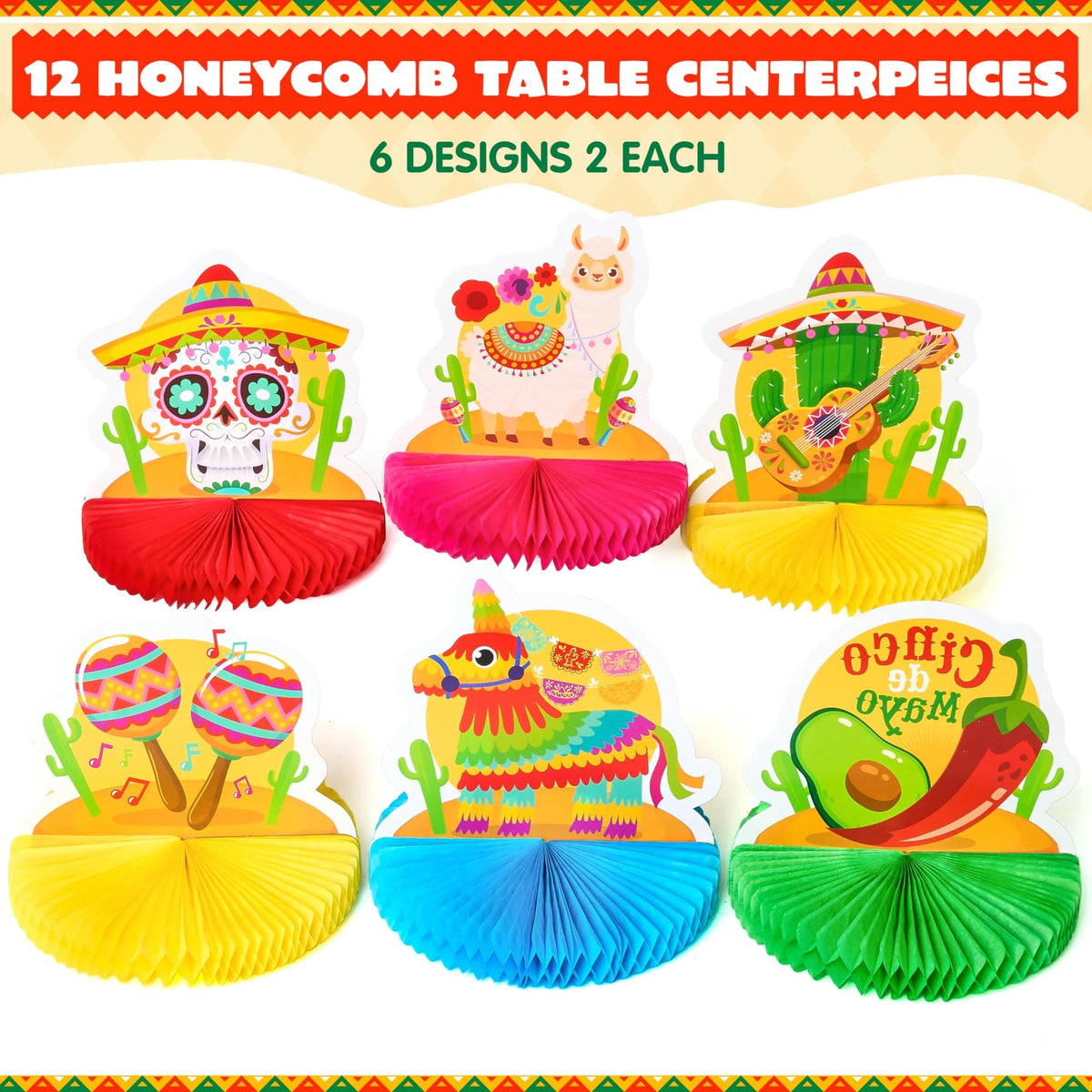 12-Pack Cinco de Mayo Honeycomb Table Centerpieces