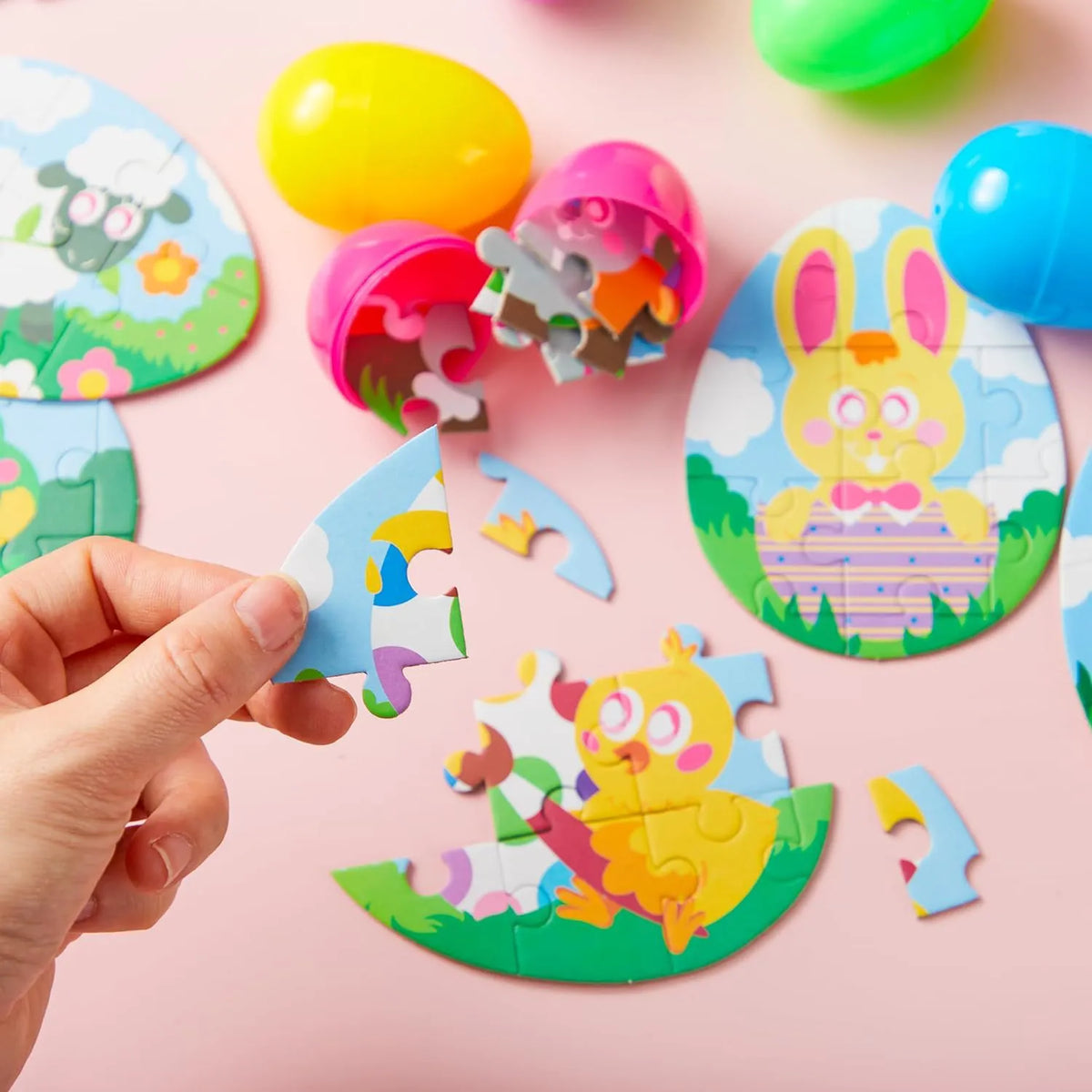 12-Piece Easter Egg Jigsaw Puzzle Set for Egg Hunts and Party Favors