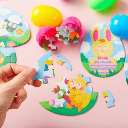 12-Piece Easter Egg Jigsaw Puzzle Set for Egg Hunts and Party Favors