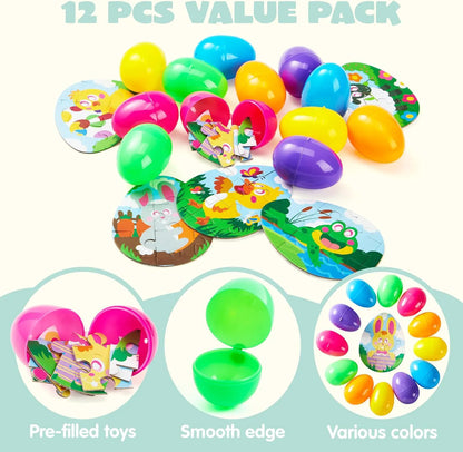 12-Piece Easter Egg Jigsaw Puzzle Set for Egg Hunts and Party Favors