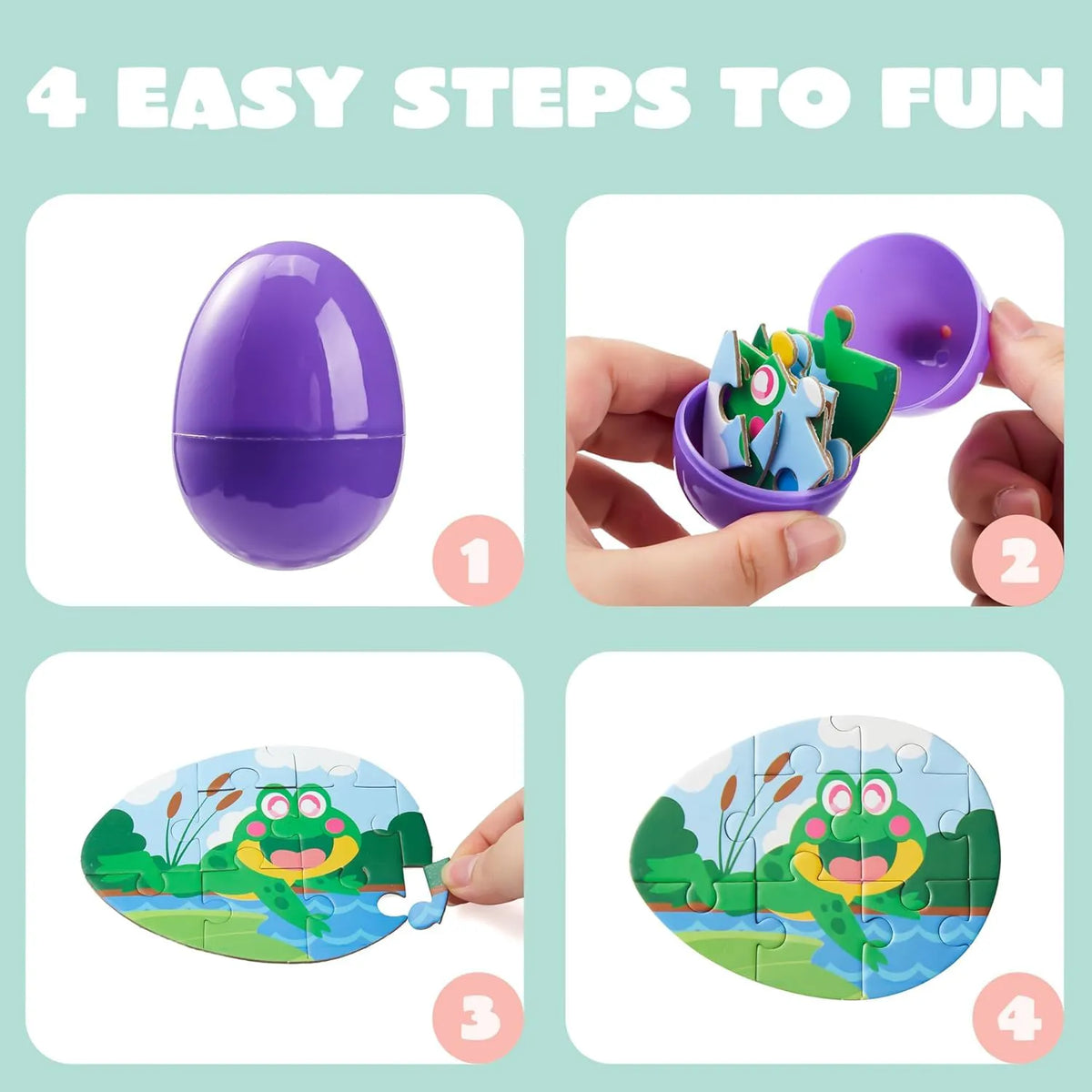 12-Piece Easter Egg Jigsaw Puzzle Set for Egg Hunts and Party Favors