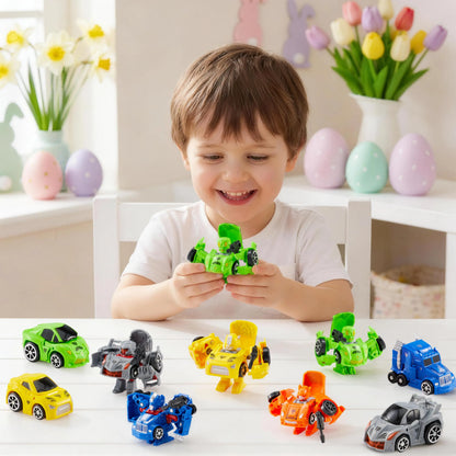 12 Prefilled Easter Eggs with Car Robot Toys for Kids - Easter Party Favors