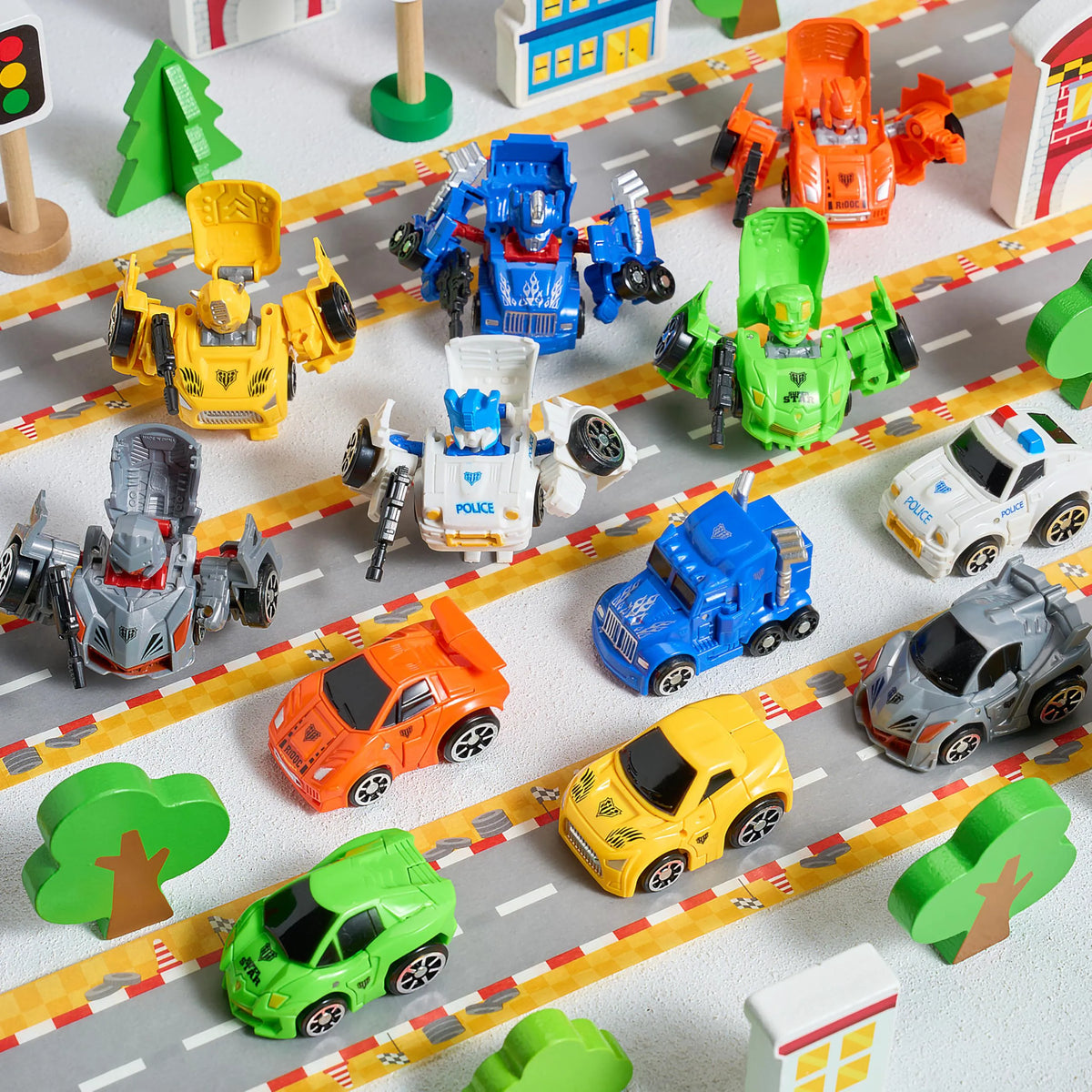 12 Prefilled Easter Eggs with Car Robot Toys for Kids - Easter Party Favors