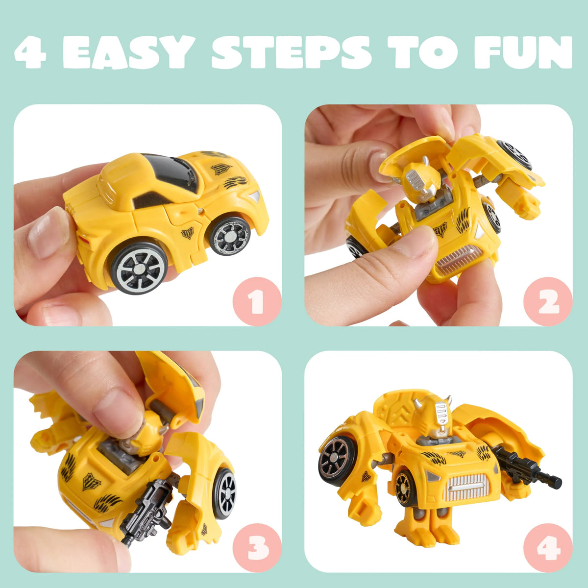 12 Prefilled Easter Eggs with Car Robot Toys for Kids - Easter Party Favors