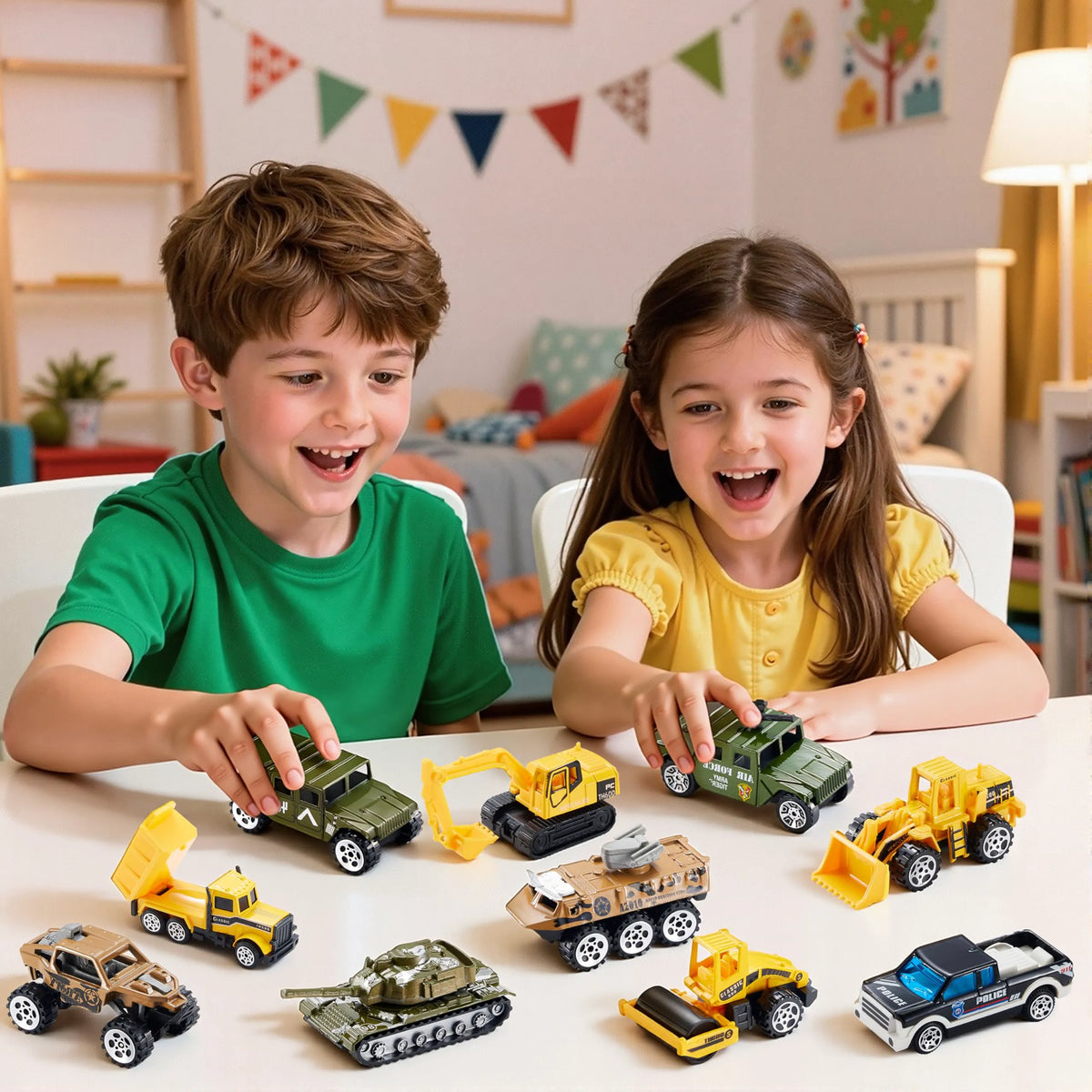 12 Prefilled Easter Eggs with Die-Cast Vehicles for Kids Easter Hunt Party Favors