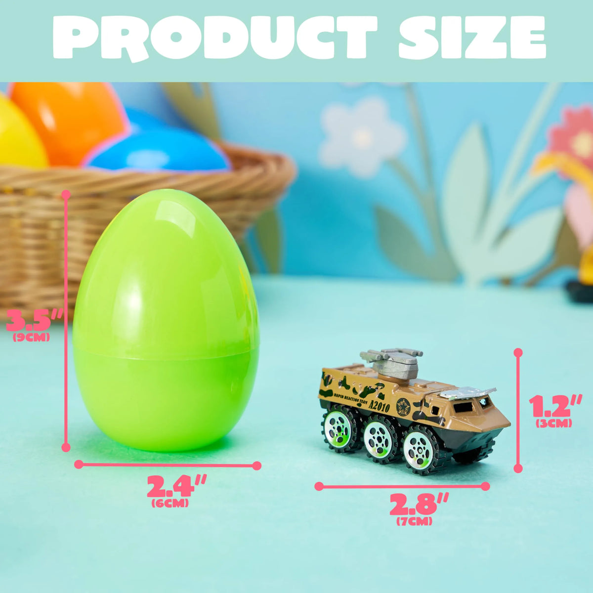 12 Prefilled Easter Eggs with Die-Cast Vehicles for Kids Easter Hunt Party Favors