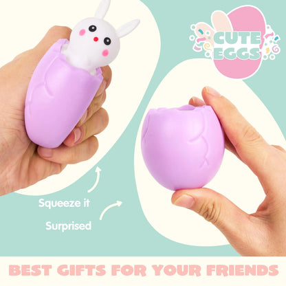 12 Pack Easter Squishy Toys - Bunny & Chick Stress Relief Eggs