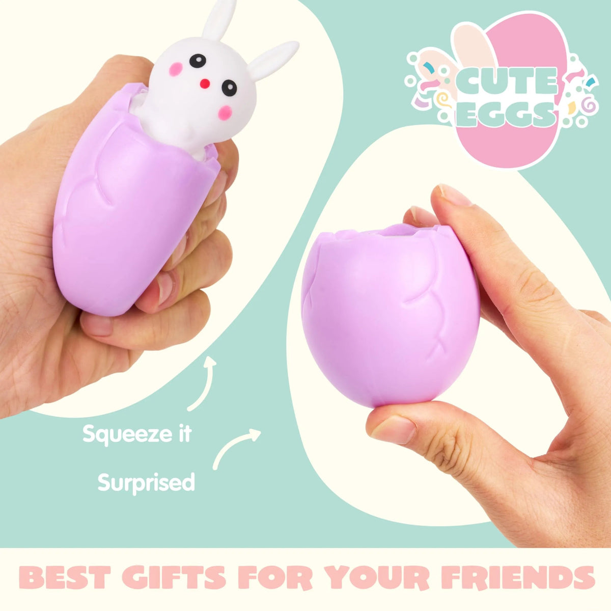 12 Pack Easter Squishy Toys - Bunny & Chick Stress Relief Eggs