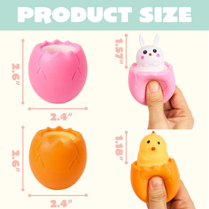 12 Pack Easter Squishy Toys - Bunny & Chick Stress Relief Eggs