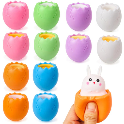 12 Pack Easter Squishy Toys - Bunny & Chick Stress Relief Eggs