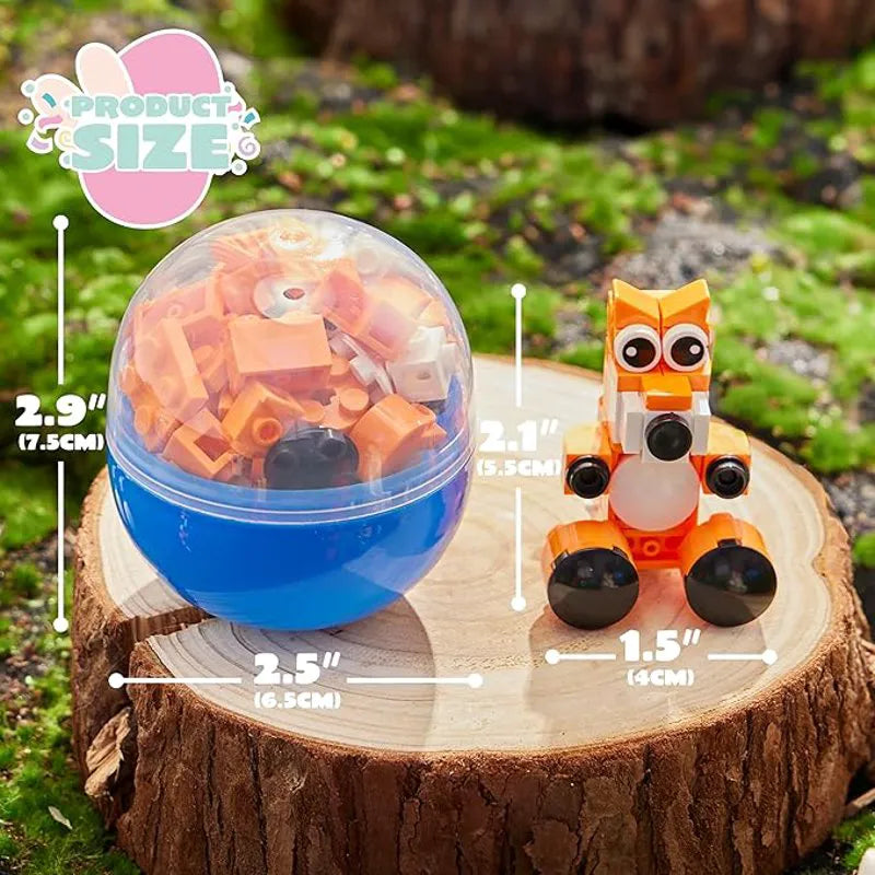 12 Pcs Easter Eggs with Animal Building Blocks for Kids Party & Hunt