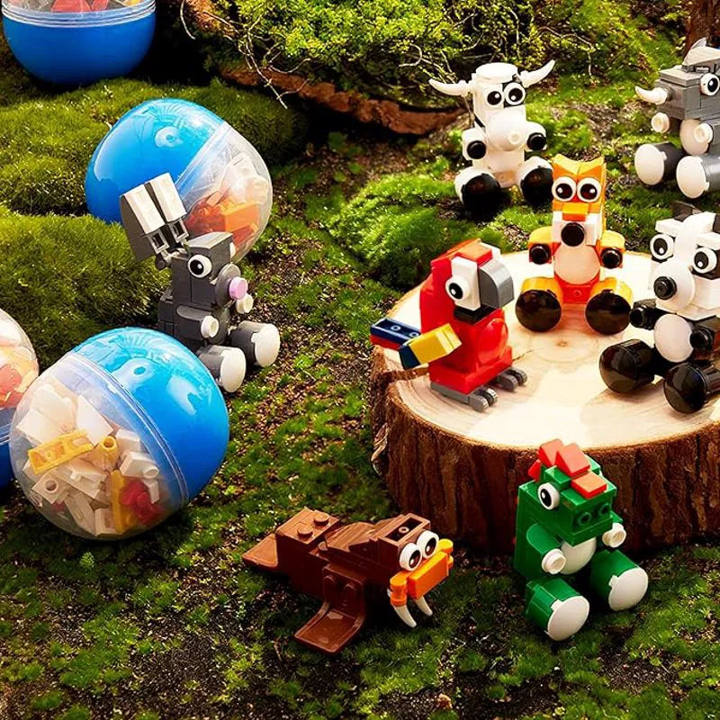 12 Pcs Easter Eggs with Animal Building Blocks for Kids Party & Hunt