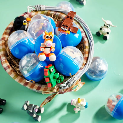 12 Pcs Easter Eggs with Animal Building Blocks for Kids Party & Hunt
