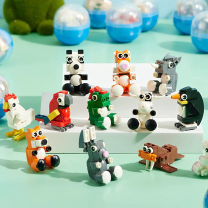 12 Pcs Easter Eggs with Animal Building Blocks for Kids Party & Hunt