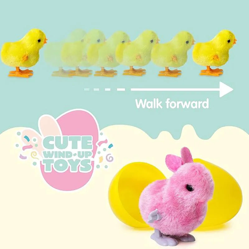 12 Easter Eggs with Wind-Up Toys for Kids Party & Classroom