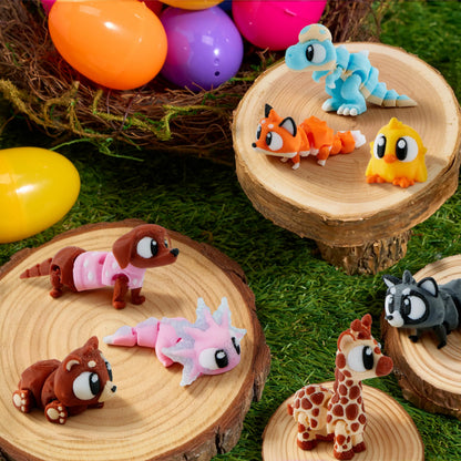 12 Pcs Prefilled Eggs with 3D Printed Big Eye Animal Toys for Kids Party Favors