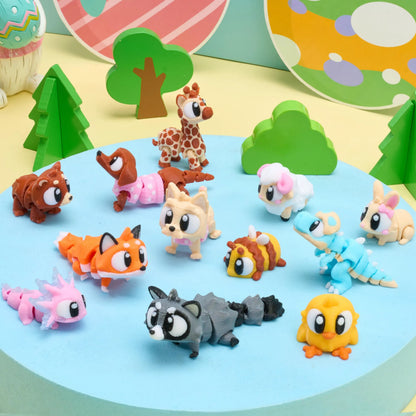 12 Pcs Prefilled Eggs with 3D Printed Big Eye Animal Toys for Kids Party Favors