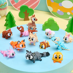 12 Pcs Prefilled Eggs with 3D Printed Big Eye Animal Toys for Kids Party Favors