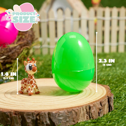 12 Pcs Prefilled Eggs with 3D Printed Big Eye Animal Toys for Kids Party Favors