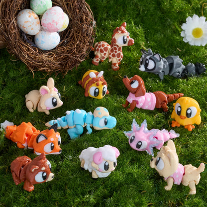 12 Pcs Prefilled Eggs with 3D Printed Big Eye Animal Toys for Kids Party Favors