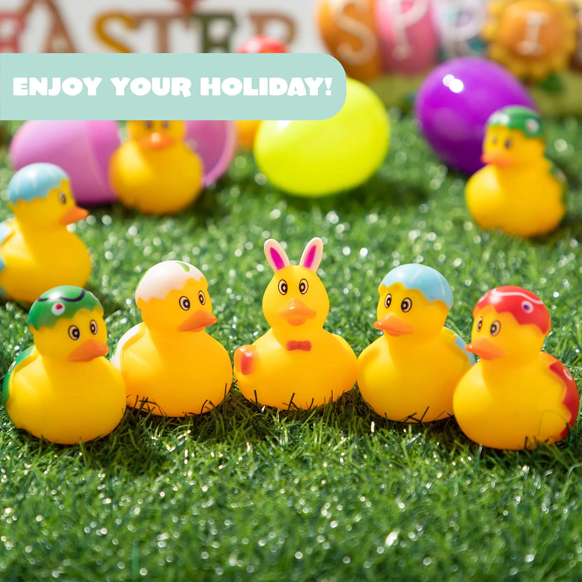 12-Pack 3.15-Inch Easter Eggs Filled with Rubber Toys for Egg Hunt