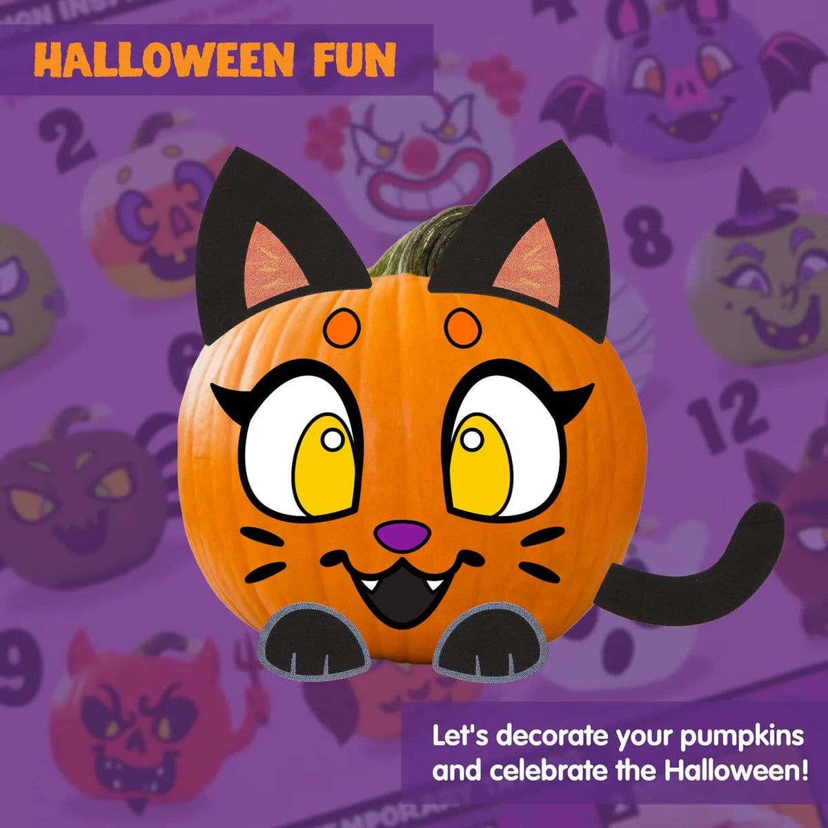 12 Pcs Halloween 3D Pumpkin Decorating Kit, DIY Crafts for Kids