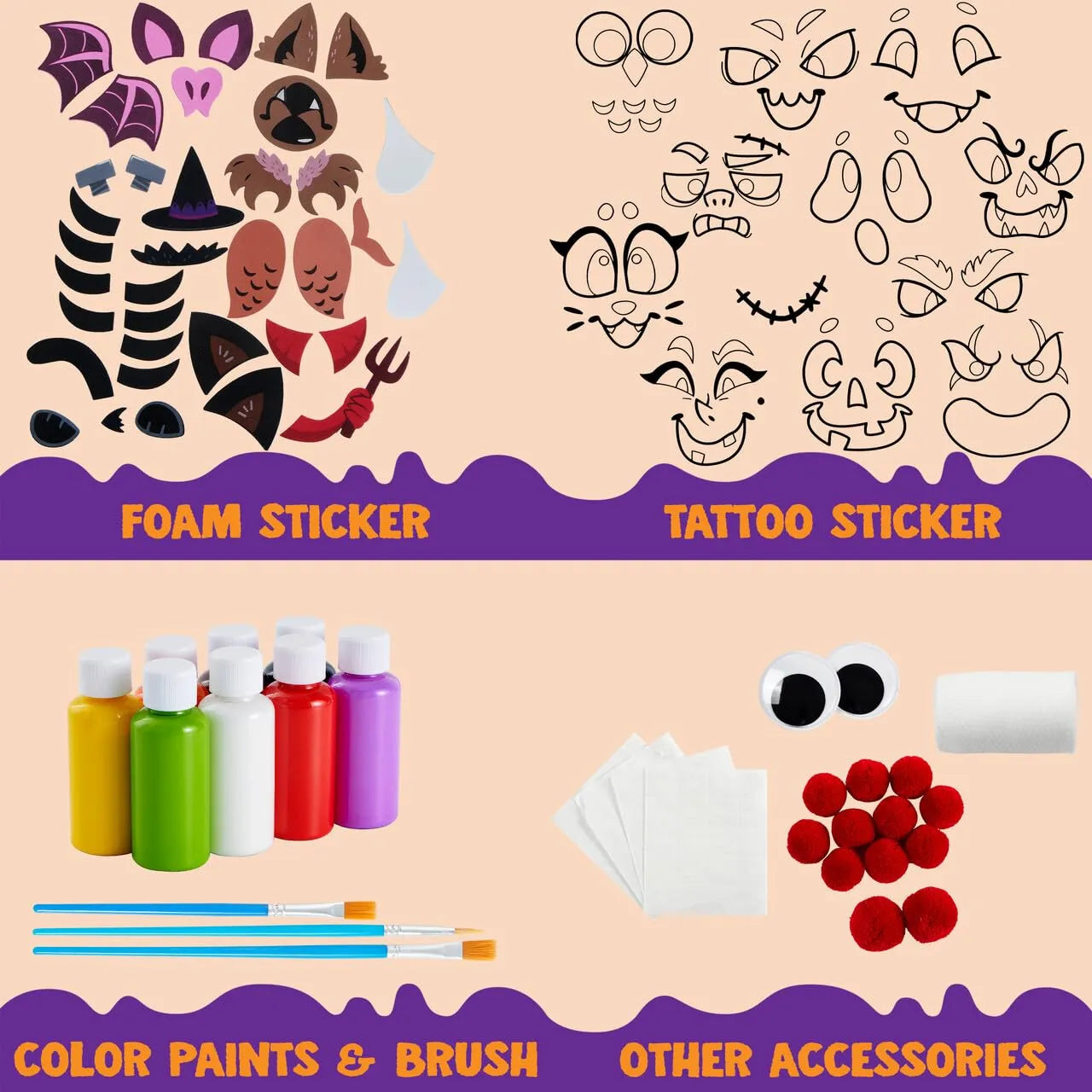 12 Pcs Halloween 3D Pumpkin Decorating Kit, DIY Crafts for Kids