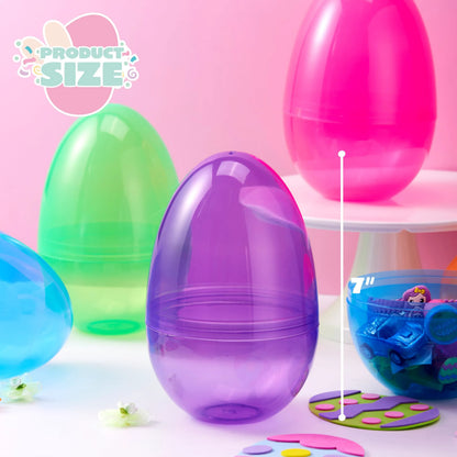 12 Jumbo Clear Plastic Easter Eggs for Filling, Hunting, and Basket Stuffers