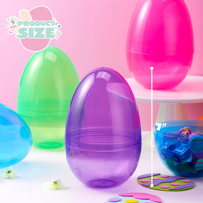 12 Jumbo Clear Plastic Easter Eggs for Filling, Hunting, and Basket Stuffers