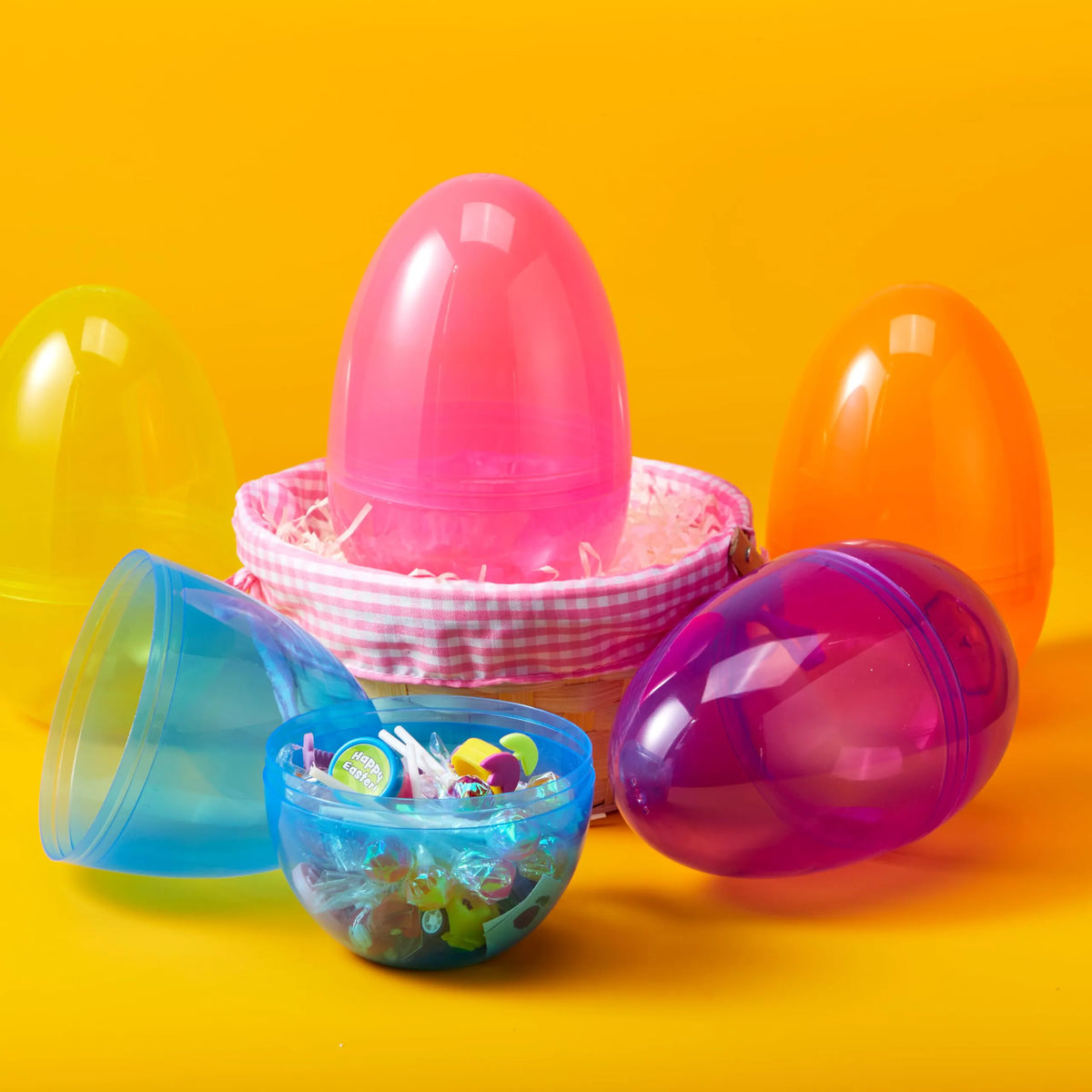 12 Jumbo Clear Plastic Easter Eggs for Filling, Hunting, and Basket Stuffers