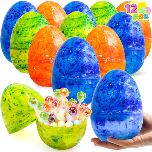 12 Jumbo Fillable Plastic Easter Eggs for Egg Hunts and Basket Stuffers