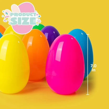 12 Jumbo Plastic Easter Eggs - Bright Colors for Egg Hunts & Basket Stuffers