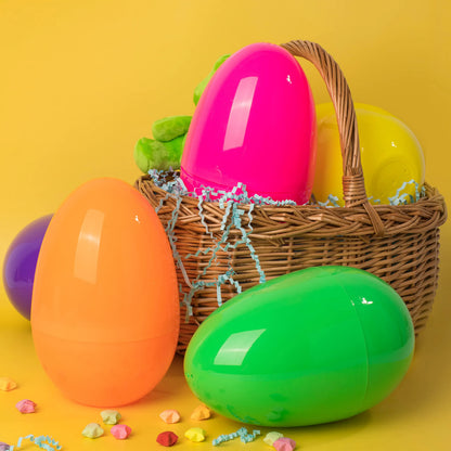 12 Jumbo Plastic Easter Eggs - Bright Colors for Egg Hunts & Basket Stuffers