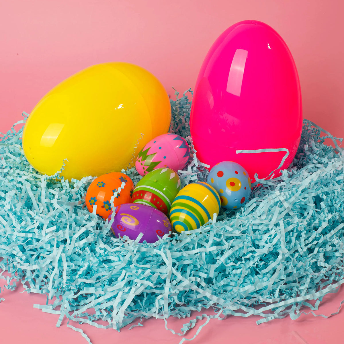 12 Jumbo Plastic Easter Eggs - Bright Colors for Egg Hunts & Basket Stuffers