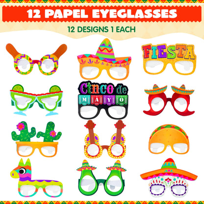 12 Pcs Mexican Fiesta Party Paper Glasses for Cinco de Mayo Decorations