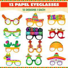 12 Pcs Mexican Fiesta Party Paper Glasses for Cinco de Mayo Decorations