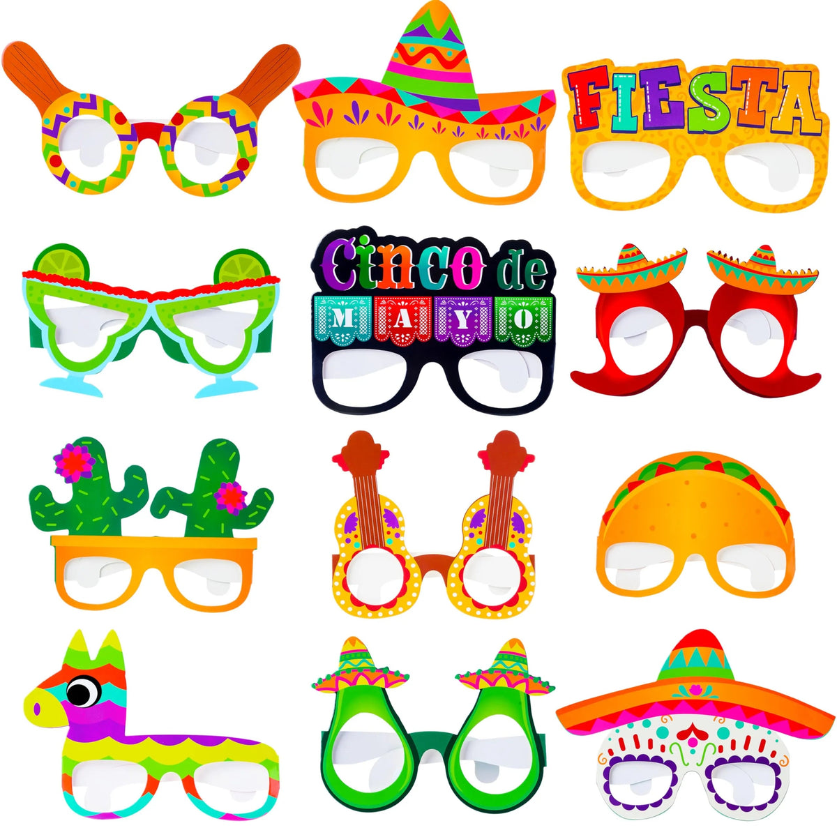 12 Pcs Mexican Fiesta Party Paper Glasses for Cinco de Mayo Decorations