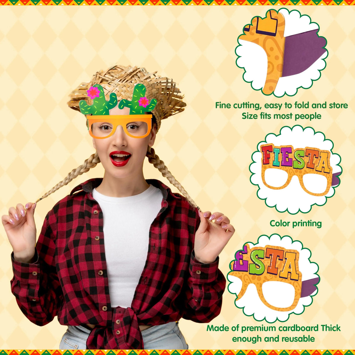 12 Pcs Mexican Fiesta Party Paper Glasses for Cinco de Mayo Decorations