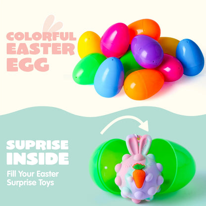 12 Pre-Filled Easter Eggs with Animal Pop Balls for Kids Easter Egg Hunt
