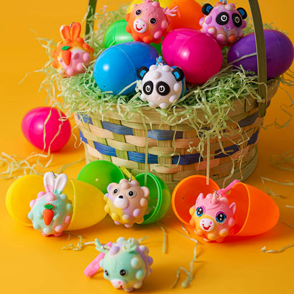 12 Pre-Filled Easter Eggs with Animal Pop Balls for Kids Easter Egg Hunt